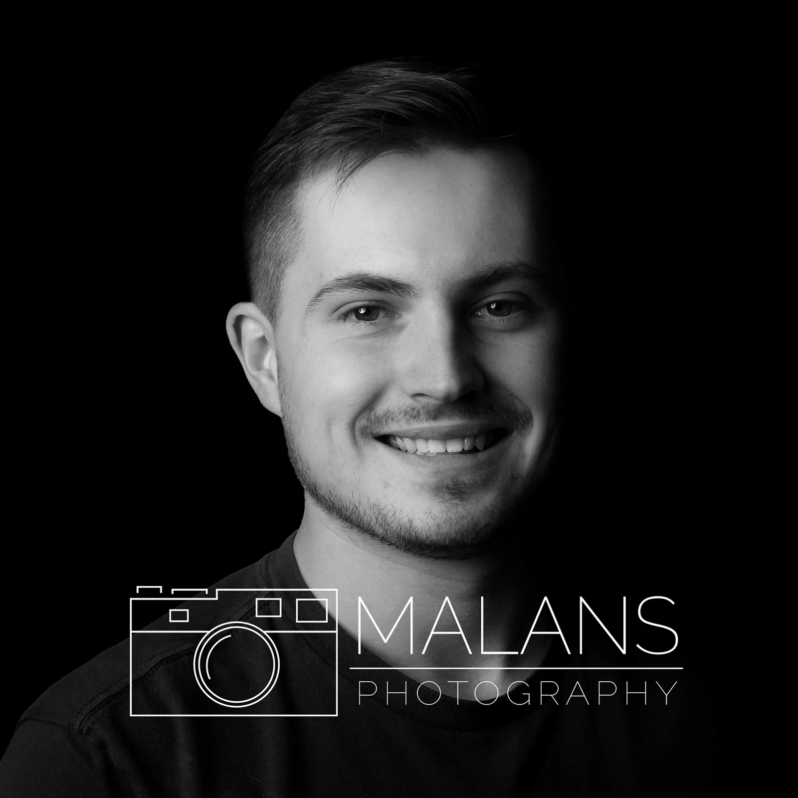 Black-and-white portrait of Teddy Malans